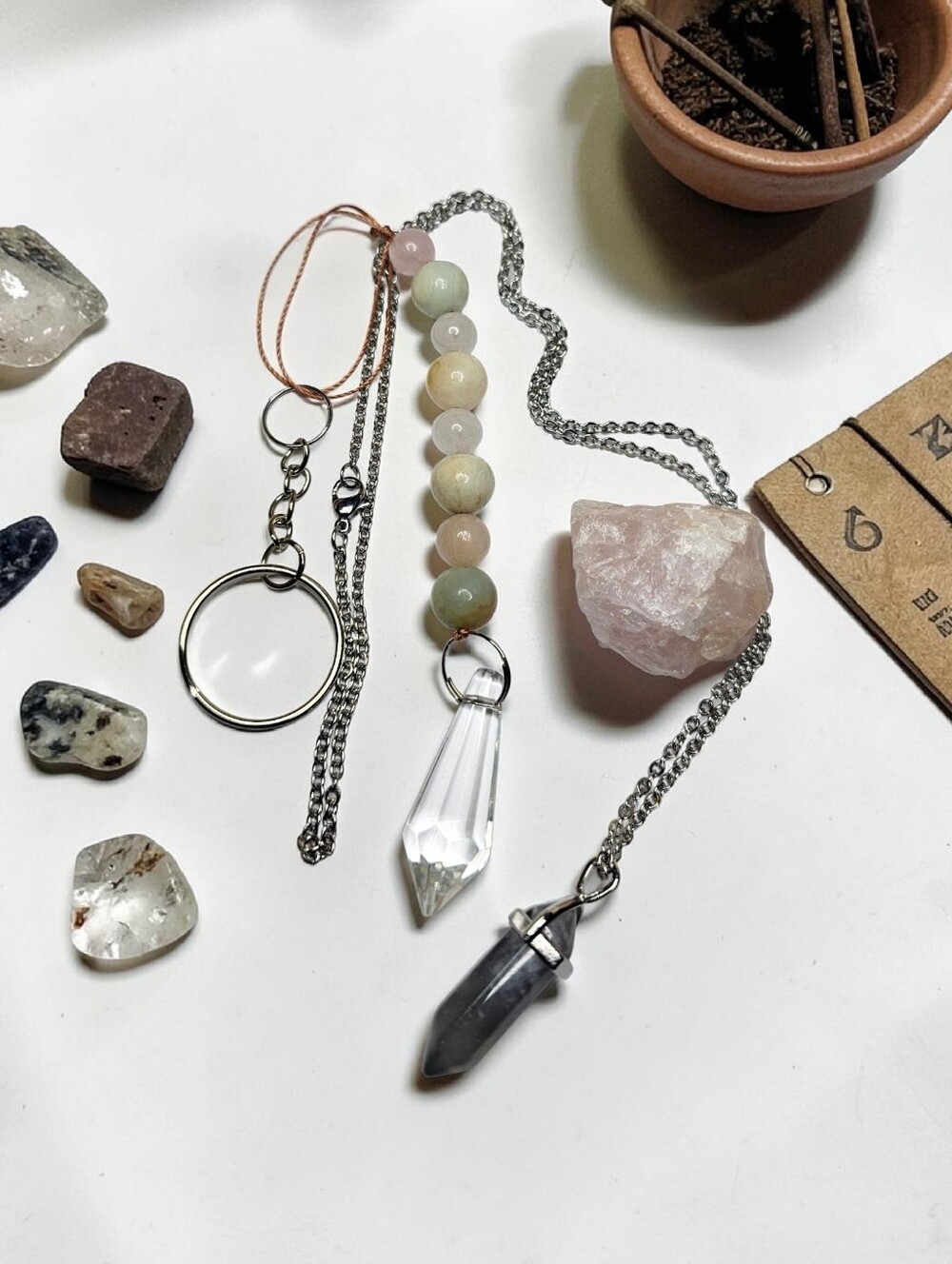 Crystal Pendant Keyring with Pastel Beads - Women Accessories Key & Card Holder